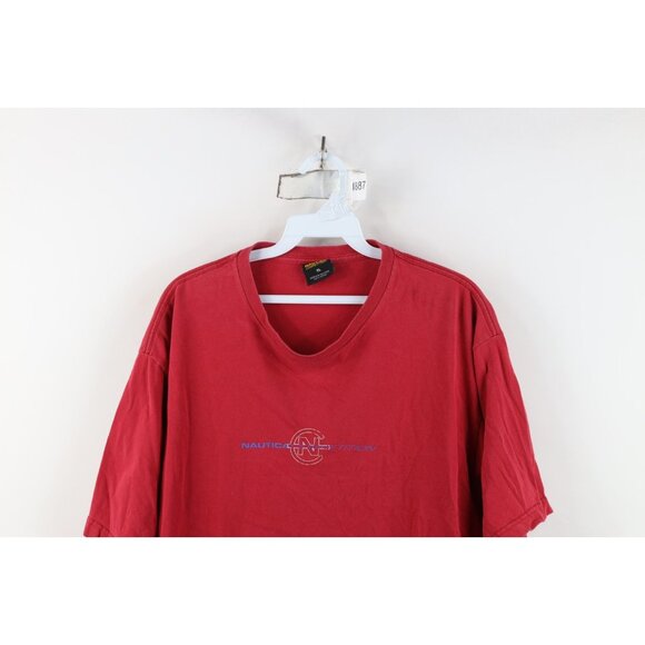 Vtg 90s Nautica Competition Mens XL Distressed Spell Out Short Sleeve T-Shirt - Picture 2 of 16